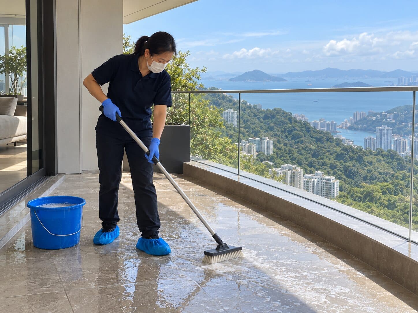 悅居清潔家居清潔 — 露台雲石地面擦洗